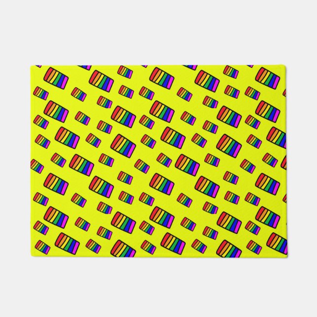 Funky Neon-Regenbogenblock-Muster Fußmatte (Vorderseite)