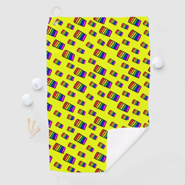 Funky Neon-Regenbogenblock-Muster Golfhandtuch (Insitu)