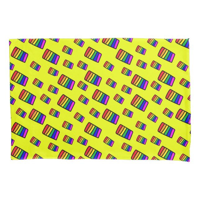 Funky Neon-Regenbogenblock-Muster Kissenbezug (Vorderseite-Links)