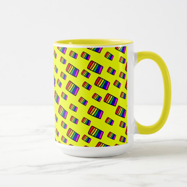 Funky Neon-Regenbogenblock-Muster Tasse (Rechts)