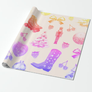 Funky Niedlich Girly Pink Weihnachtsmuster Geschenkpapier