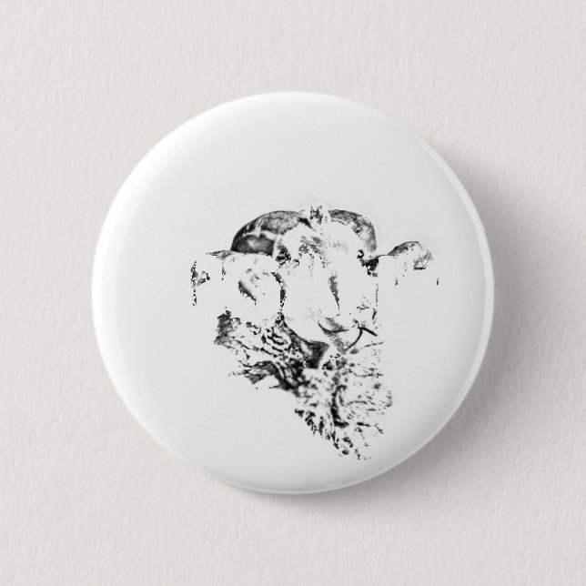 Funky Niedlich Sheep Ram Button (Vorderseite)