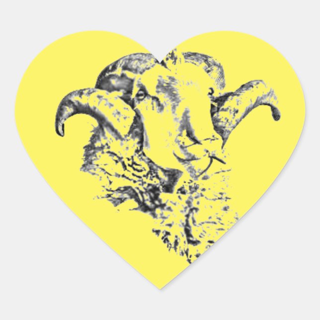 Funky Niedlich Sheep Ram Herz-Aufkleber (Vorderseite)