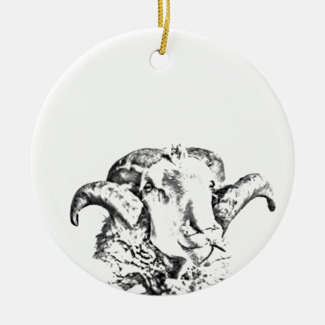 Funky Niedlich Sheep Ram Keramik Ornament (Vorne)