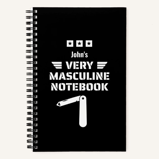 Funky Noir & Blanc Très Masculin Carnet (Recto)