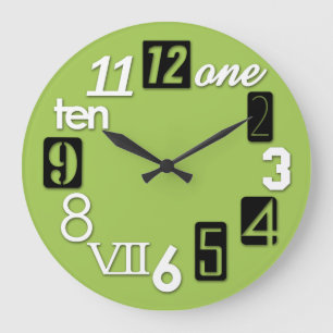 Funky Numbra runde Limone grüne Wand-Uhren Große Wanduhr