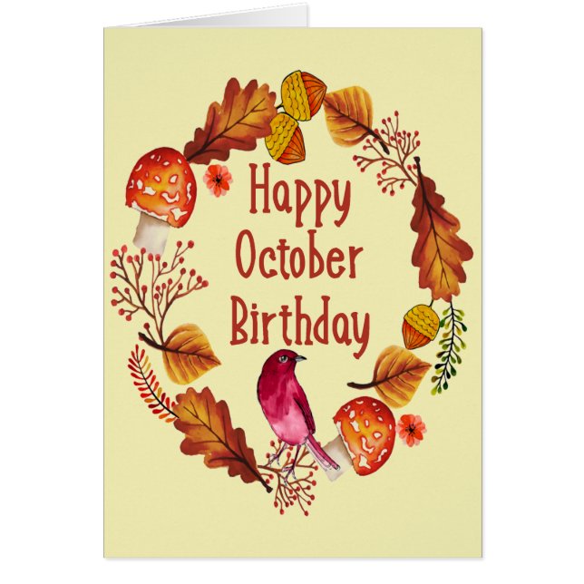 Funky Octobre Mois Anniversaire Feuilles d'automne (Devant)