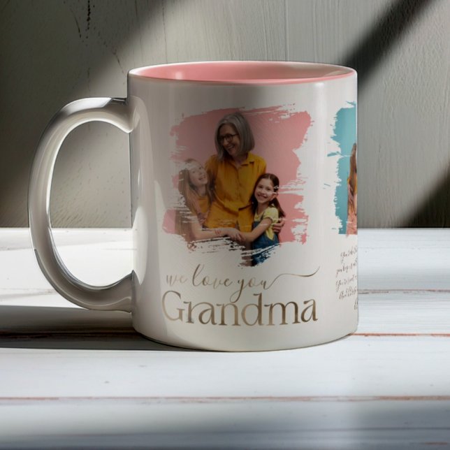 Funky Oma 3 Foto Collage Imitats Gold Zweifarbige Tasse (Von Creator hochgeladen)