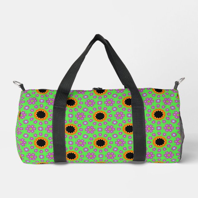 Funky Orange & Black Pattern Lime Green Duffle Bag (Vorderseite)