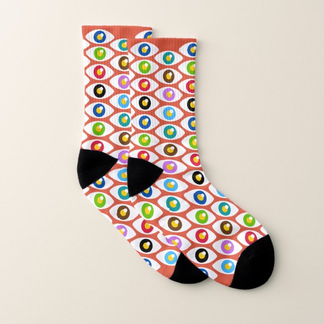Funky Orange Eyes Hommes Chaussettes Femmes (Paire)