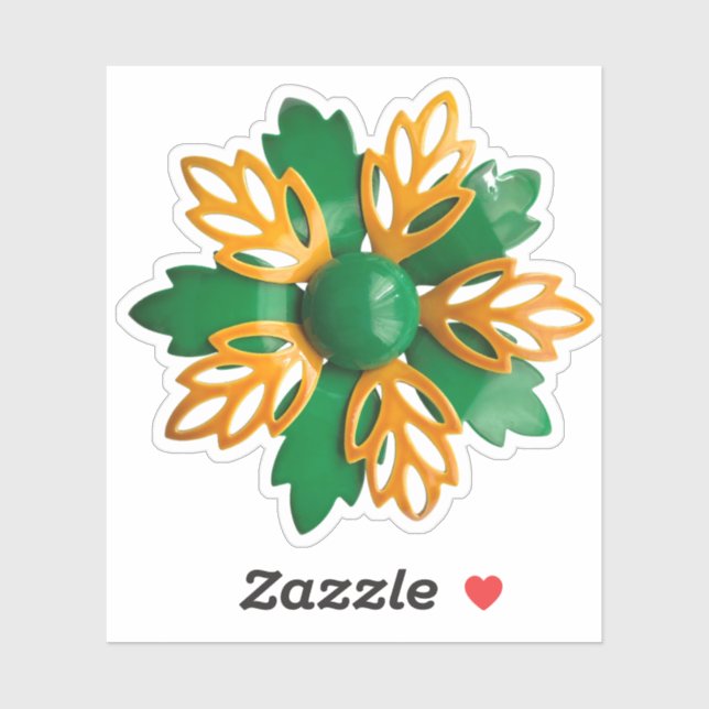 Funky Orange Green Daisy Blume Wedding Sticker (Blatt)