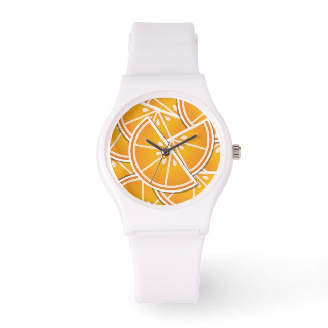 Funky orange Keile Armbanduhr (Vorderseite)
