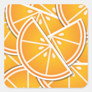 Funky orange Keile Quadratischer Aufkleber