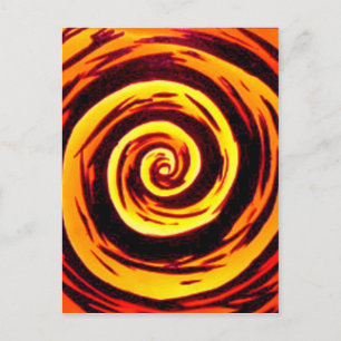 Funky Orange Red Hypnotic Swirl Art Postkarte