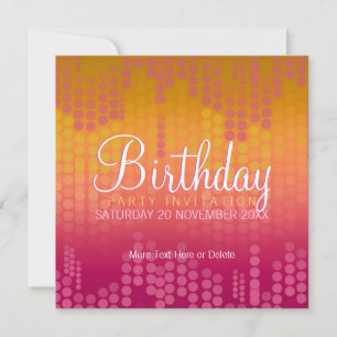 Funky Orange Rose Party Anniversaire Invitation