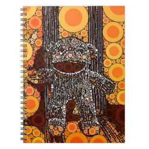 Funky Orange Sock Monkey Circles Bubbles Pop Art Notizblock