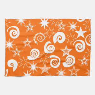 Funky Orange Stars und Wirbel Fun Pattern Geschenk Küchentuch