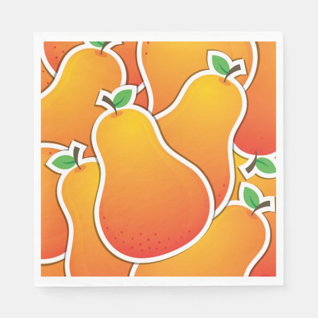 Funky Orangenbirne Serviette (Vorderseite)