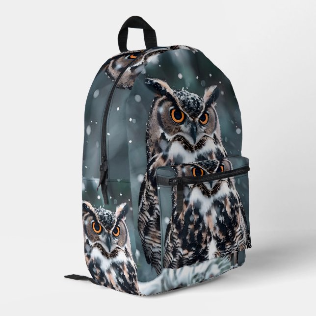 Funky Owl Backpack Bedruckter Rucksack (Rückseitige Ecke links)