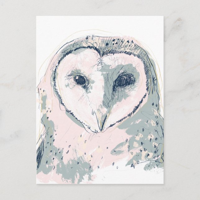 Funky Owl Portrait Postkarte (Vorderseite)