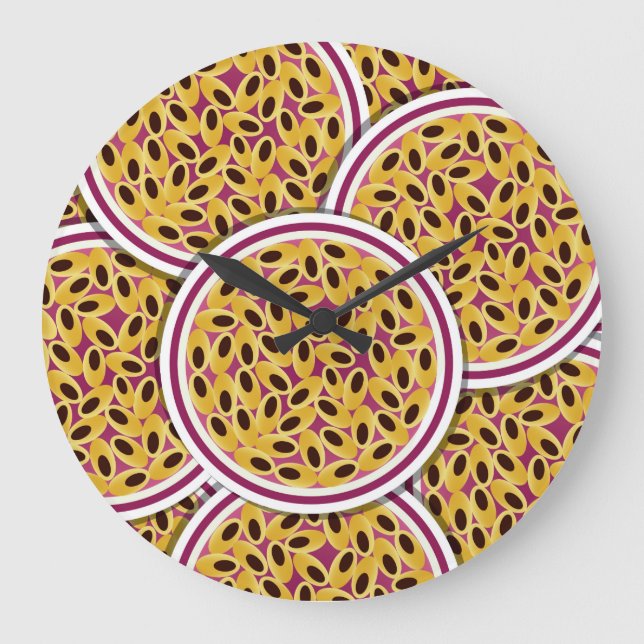 Funky Passionsfrucht Große Wanduhr (Vorderseite)