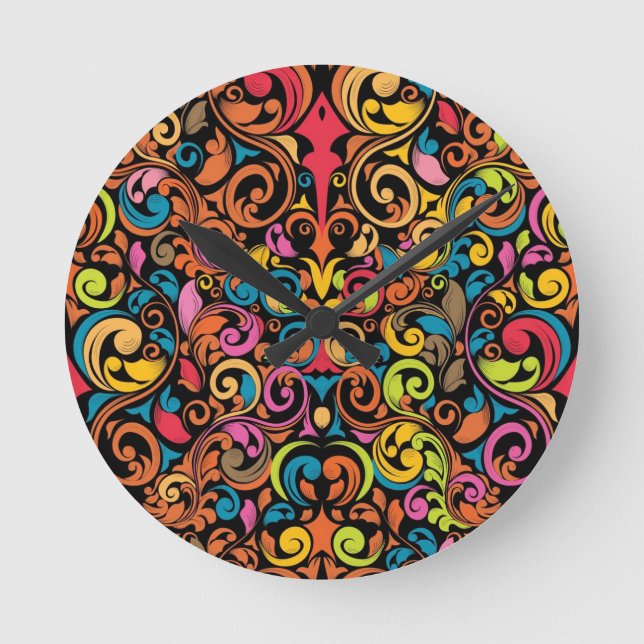 Funky pattern runde wanduhr (Vorderseite)