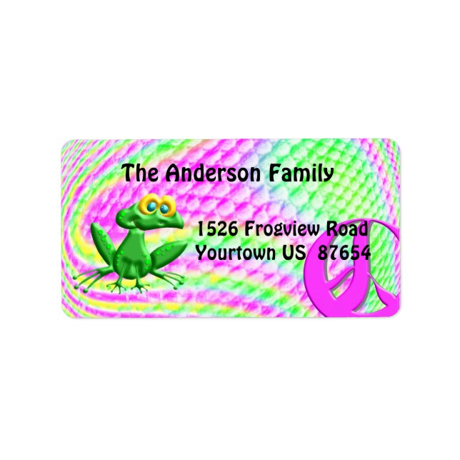 Funky Peace Froggie Adressaufkleber (Vorne)
