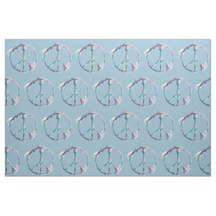 Funky Peace Sign Smudge Aquarell Stoff