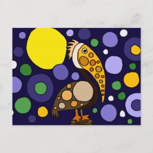 Funky Pelican und Circles Beach Art Postkarte