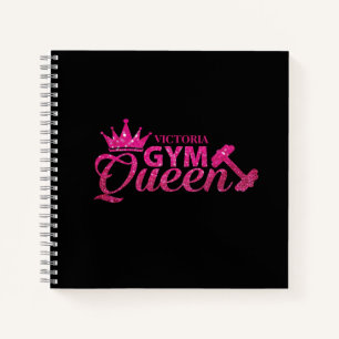 Funky Personalisiert Hot Pink Imitats Glitzer Gym  Notizbuch