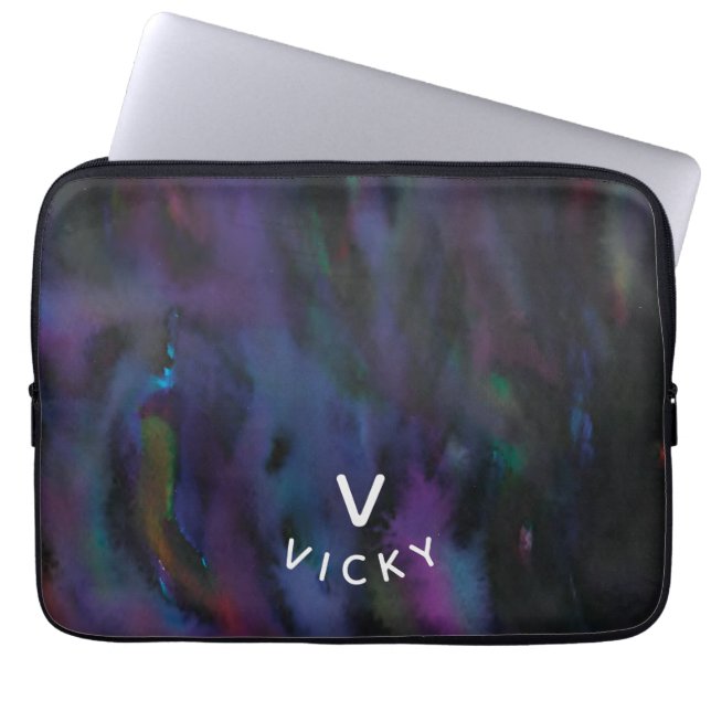 Funky personalisierte abstrakte Smokey-Wasserfarbe Laptopschutzhülle (Vorderseite)