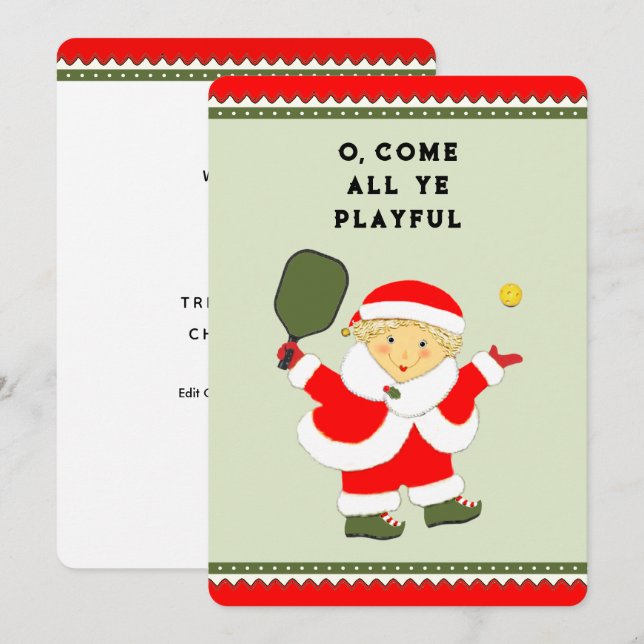Funky Pickleball Fêtes Cartes de Noël (Devant / Derrière)