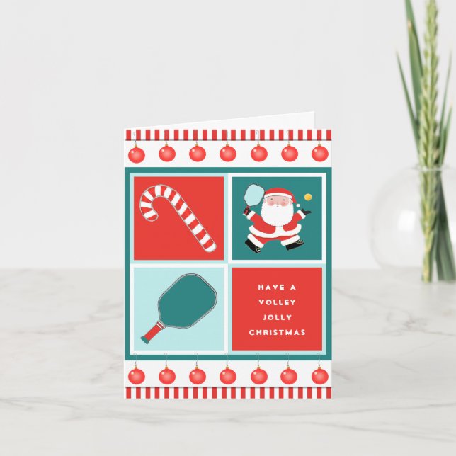 Funky Pickleball Fêtes Cartes de Noël (Devant)