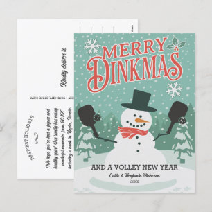 Funky Pickleball Snowman Joyeux Noël Carte postale
