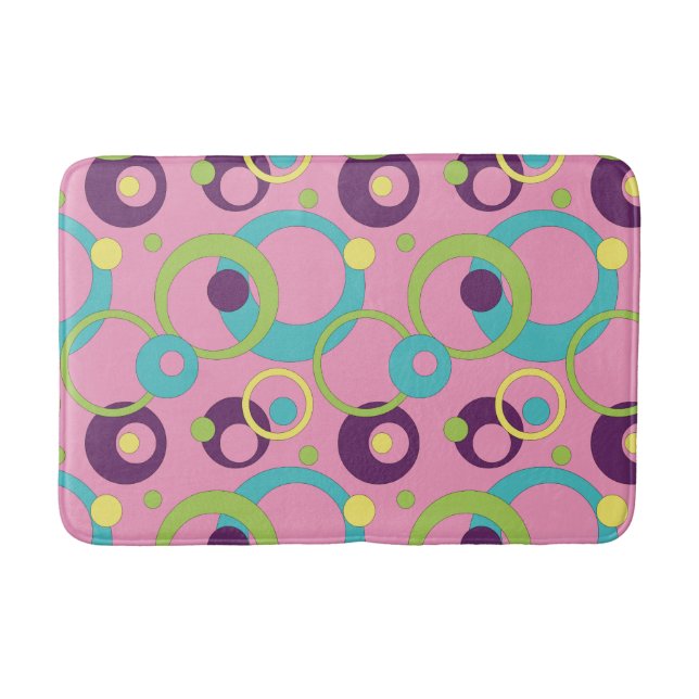 Funky Pink Circles Bath Mat Badematte (Vorderseite)