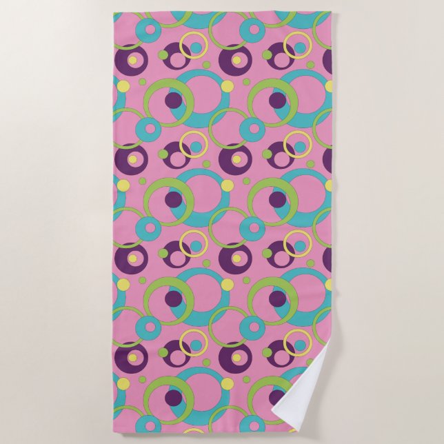 Funky Pink Circles Beach Handtuch (Vorderseite)