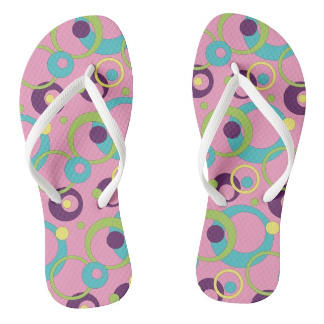 Funky Pink Circles Flip Flops (Fußbett)