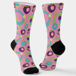 Funky Pink Circles Hahnentrittmuster Socken