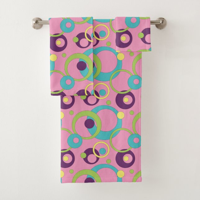 Funky Pink Circles Handtuch-Set Badhandtuch Set (Insitu)