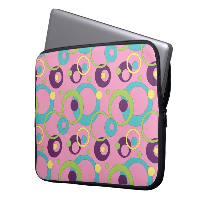Funky Pink Circles Laptop Sleeve (Vorderseite Links)
