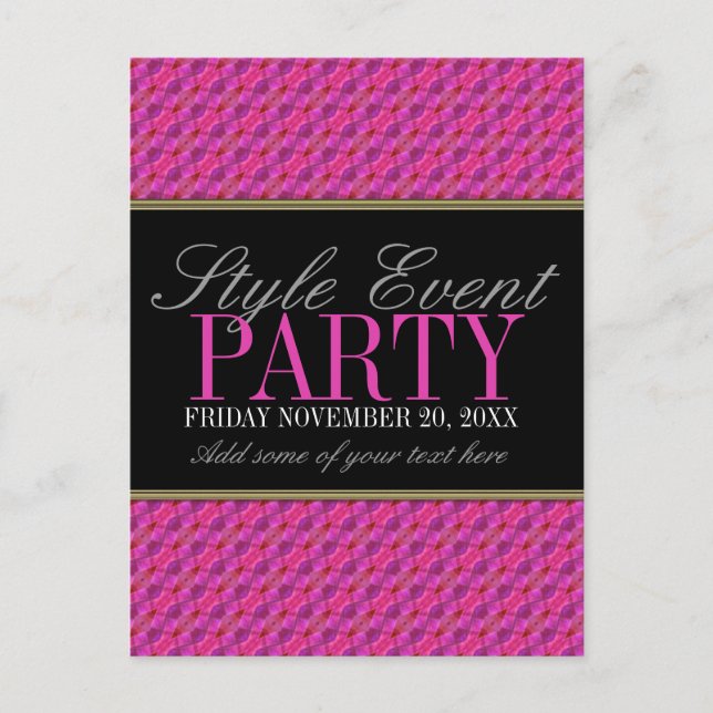 Funky Pink Motif Office Party Invitation Cartes (Devant)