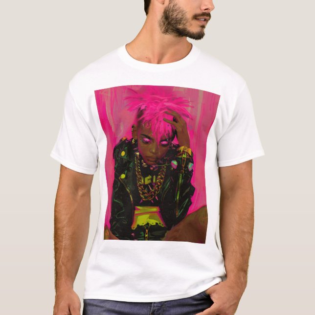 Funky Pink Punk Personalisierter T - Shirt mit AR- (Vorderseite)