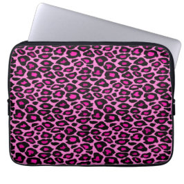 Funky Pink und Black Leopard Print Laptopschutzhülle