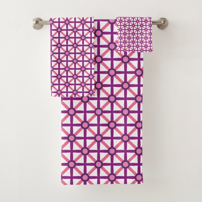 Funky Pink und Lila Muster Badhandtuch Set (Insitu)