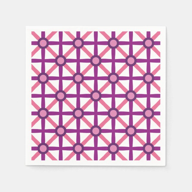 Funky Pink und Lila Muster Serviette (Vorderseite)