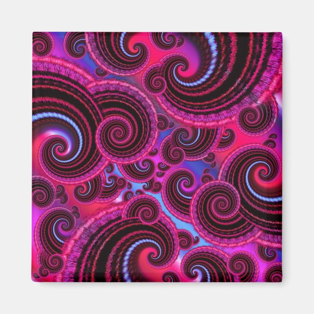 Funky Pink und Türkis Swirl Muster Magnet (Vorne)