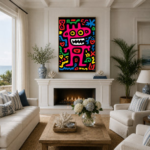 Funky Pinker Außerirdischer – Neon Pop Art seltsam Poster