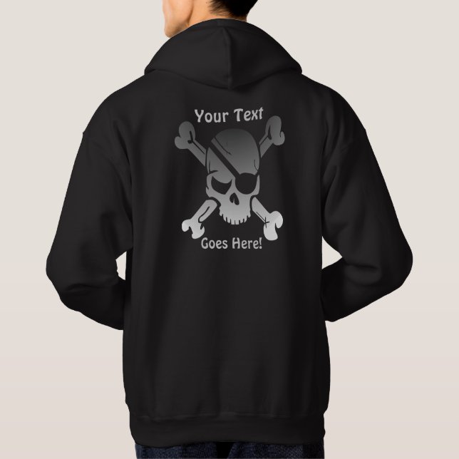Funky Pirate Skull mit benutzerdefiniertem Text Hoodie (Rückseite)
