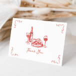 Funky Pizza Wine Handschriftlich Illustriert Dankeskarte<br><div class="desc">Funky Pizza Wine Illustriert Dankeschön Karte</div>