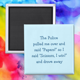 Funky Police Rock Ciseaux de papier Fridge Magnet